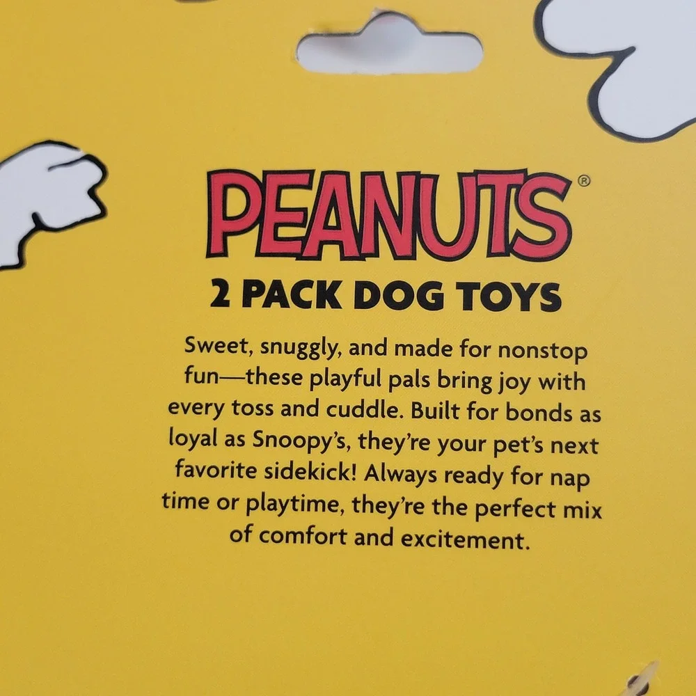 Peanuts Snoopy Joe Cool and Woodstock 2 Pack Plush Squeaker Dog Toys New